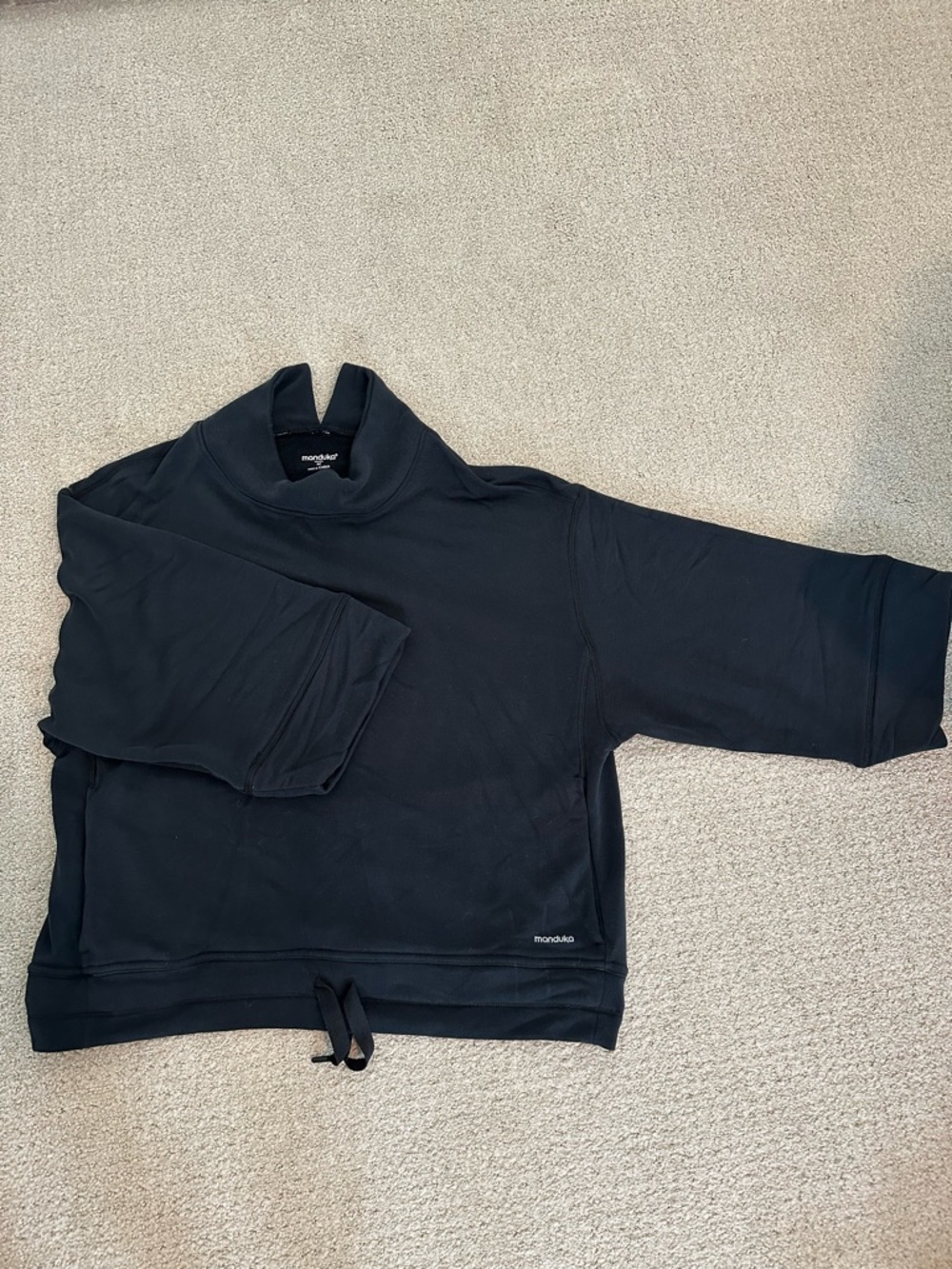 manduka Black Cropped Pullover Hoodie with Drawcord